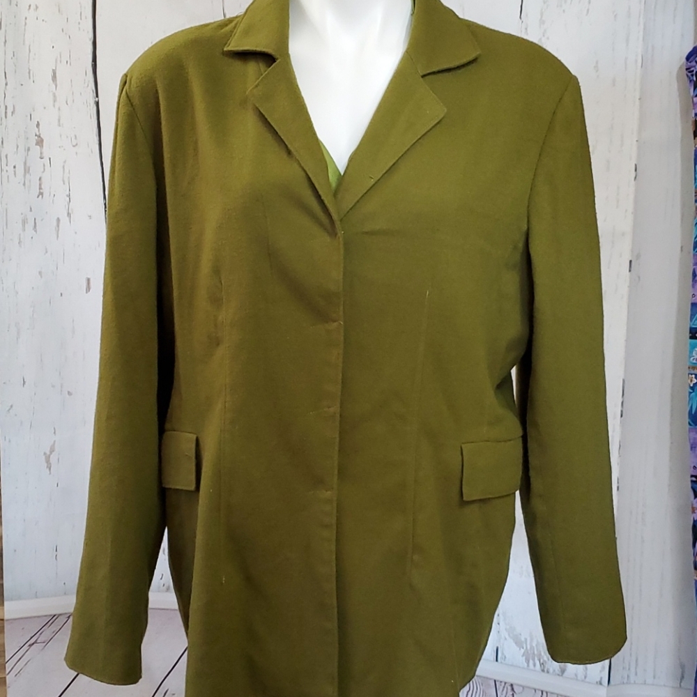 Newport News Easy Style 18, Olive Snap Blazer